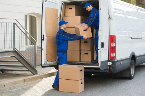 Business relocation vehicle set up for a move near Gunnersbury