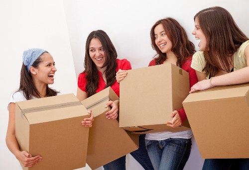 Packed moving boxes ready for transport from a Gunnersbury property