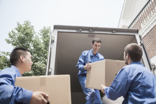 Packed boxes and household items ready for a Gunnersbury move