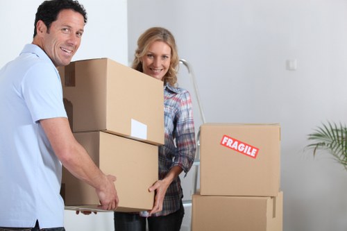 Packed boxes and furniture ready for transport during a Gunnersbury house removal